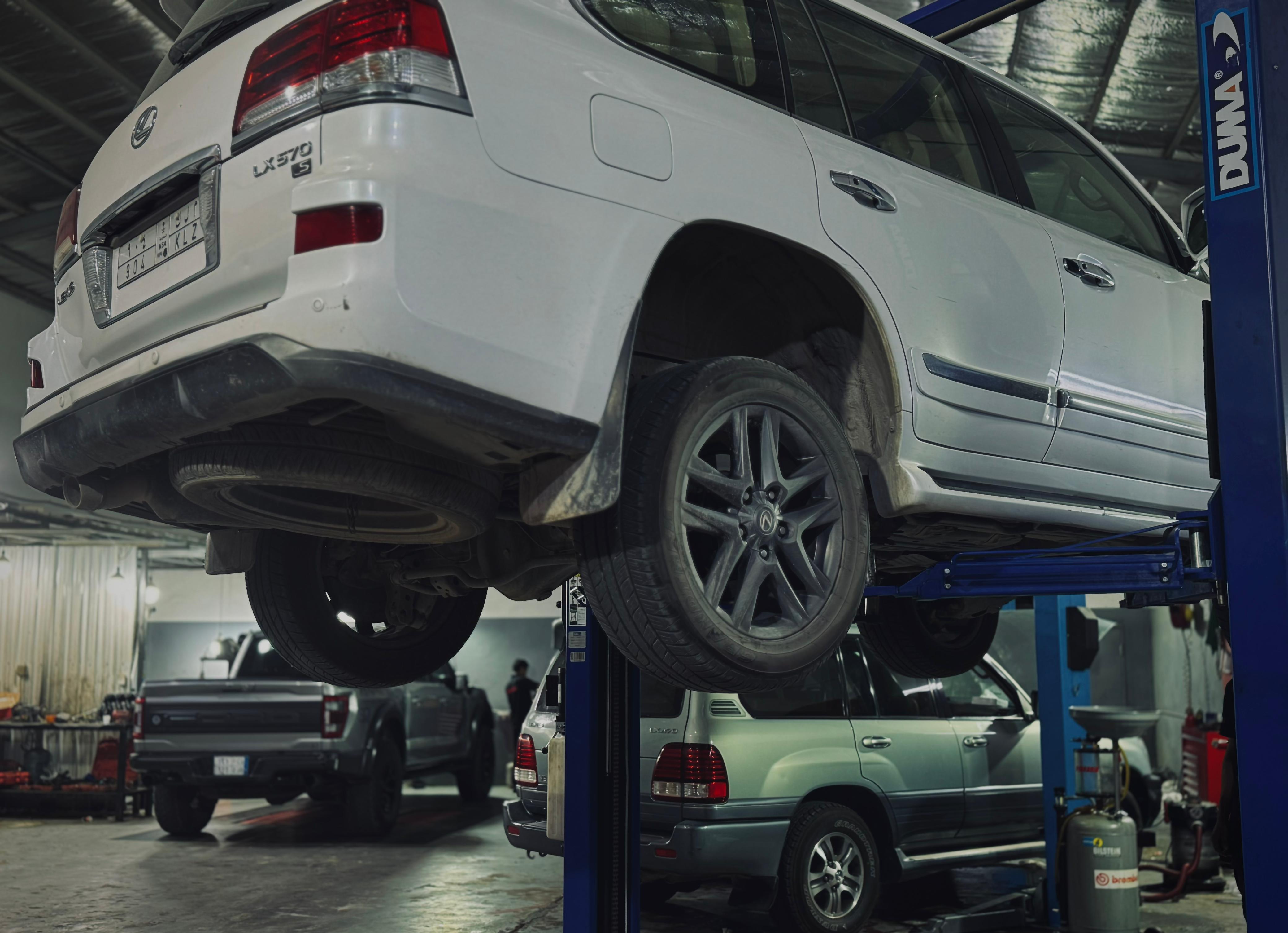 Vehicle on lift at AWS Garage